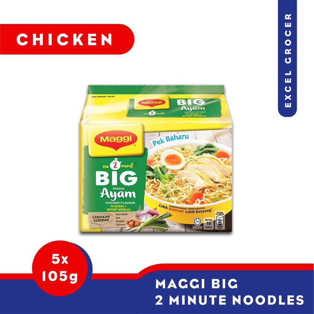 Maggi BIG Chicken 2 Minute Noodles 5 x 108g (EXP:08/2022) | Shopee 