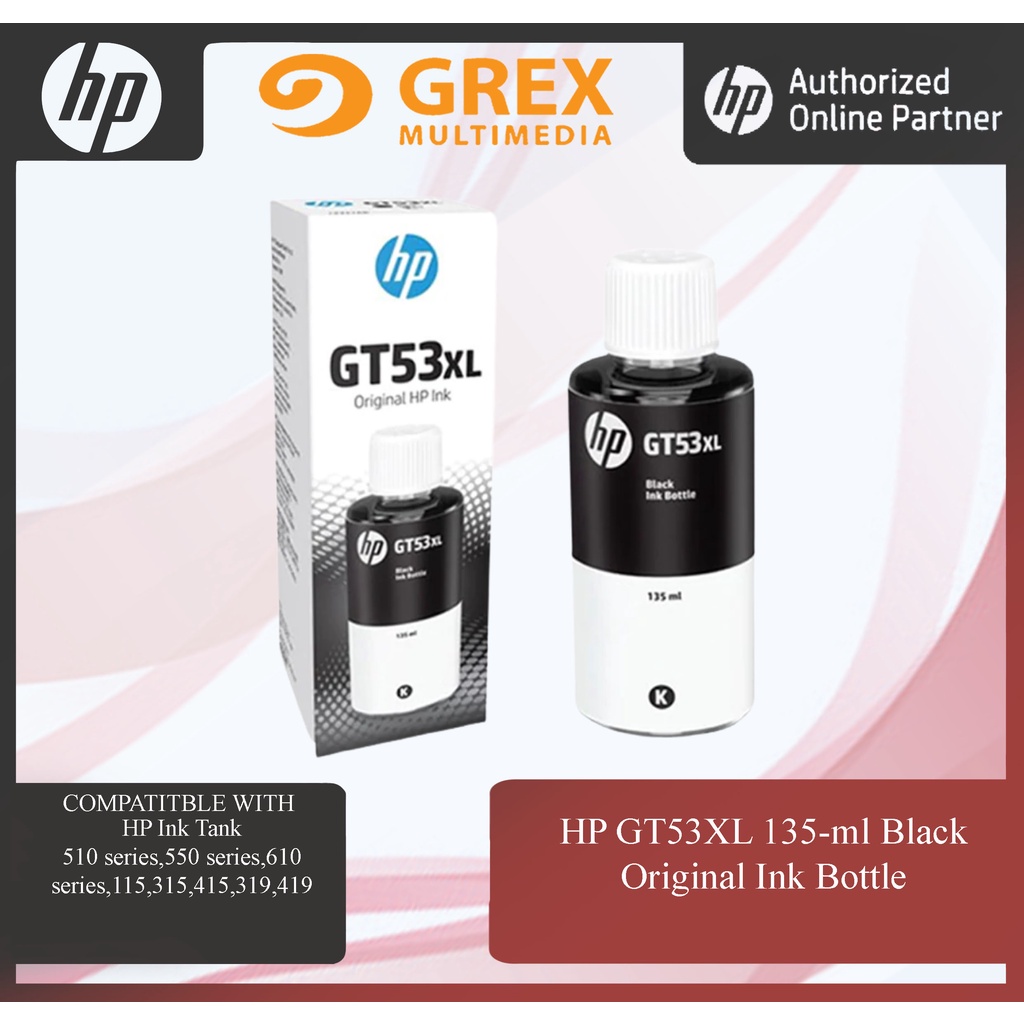 HP GT53XL 135ML BLACK ORIGINAL INK BOTTLE FOR HP INK TANK PRINTER