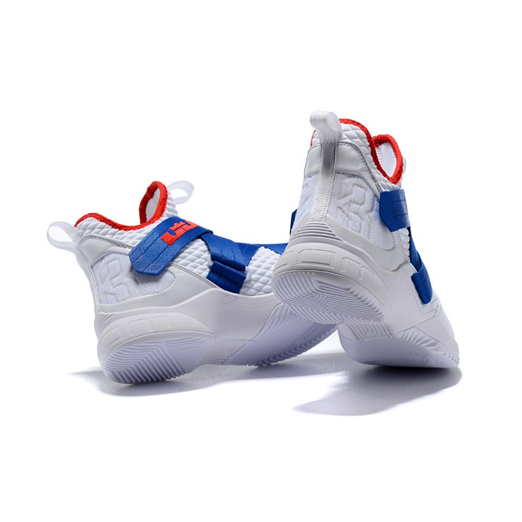 lebron james shoes white and blue