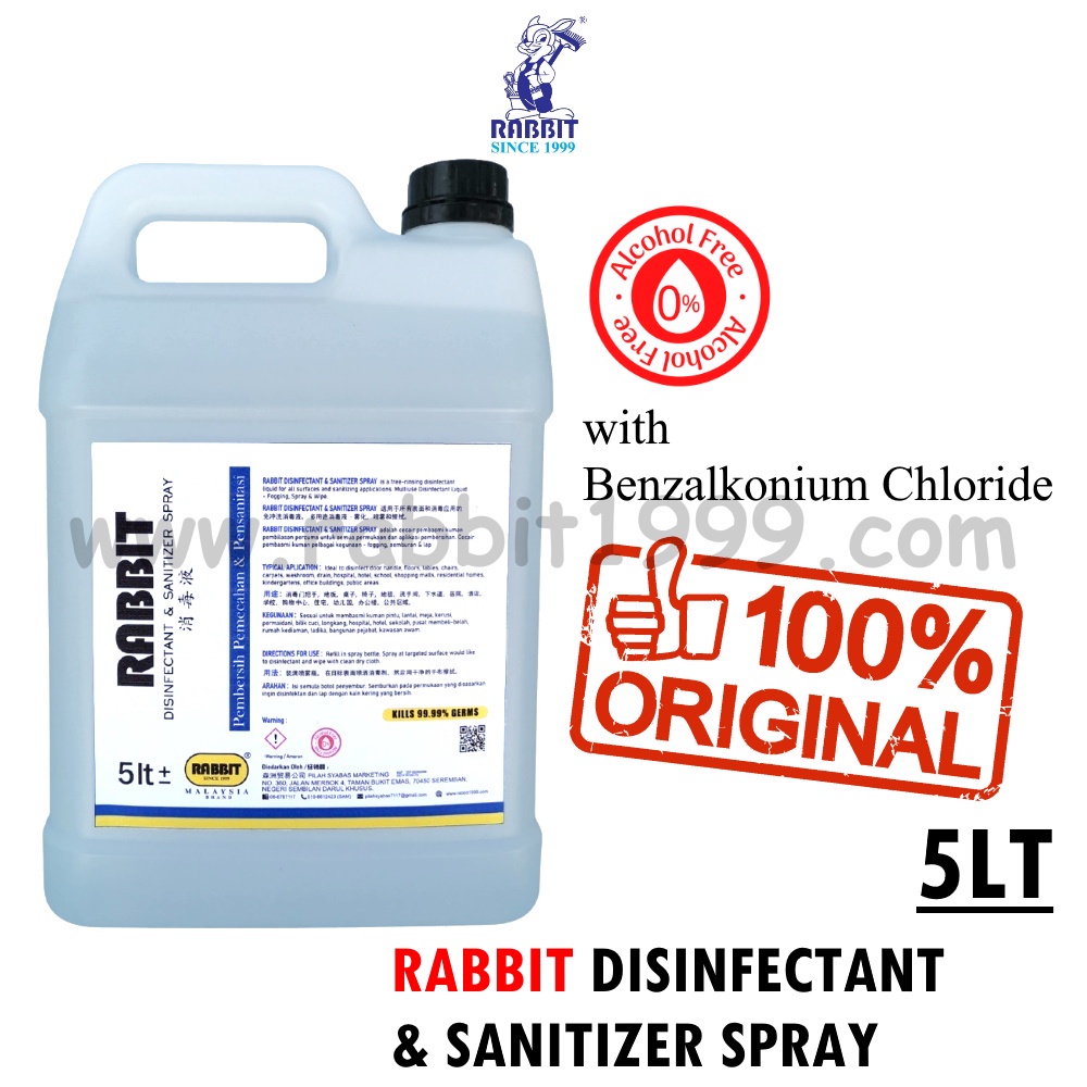 RABBIT DISINFECTANT & SANITIZER SPRAY 5Lt super disinfectant / ready