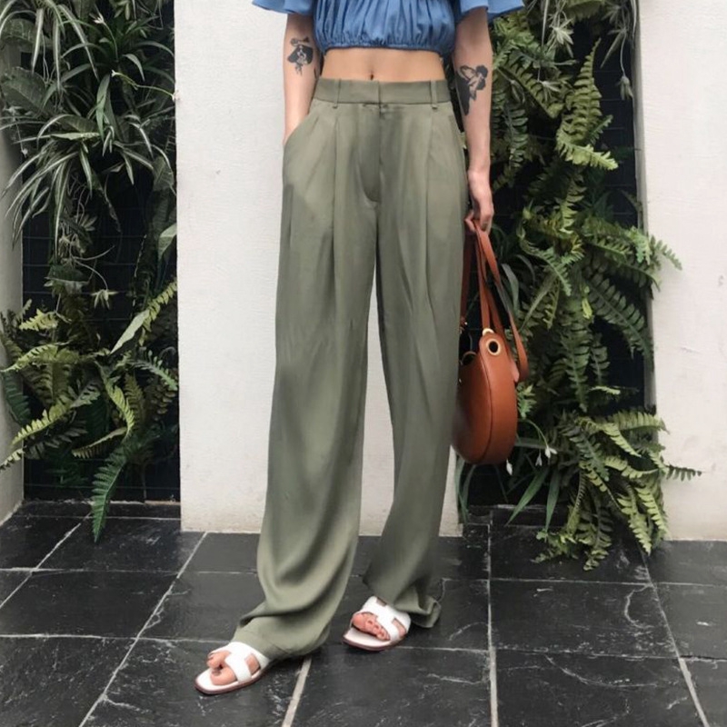 Korean Fashion High Waist Wide Leg Pants Straight Dragging Pants Trousers Casual