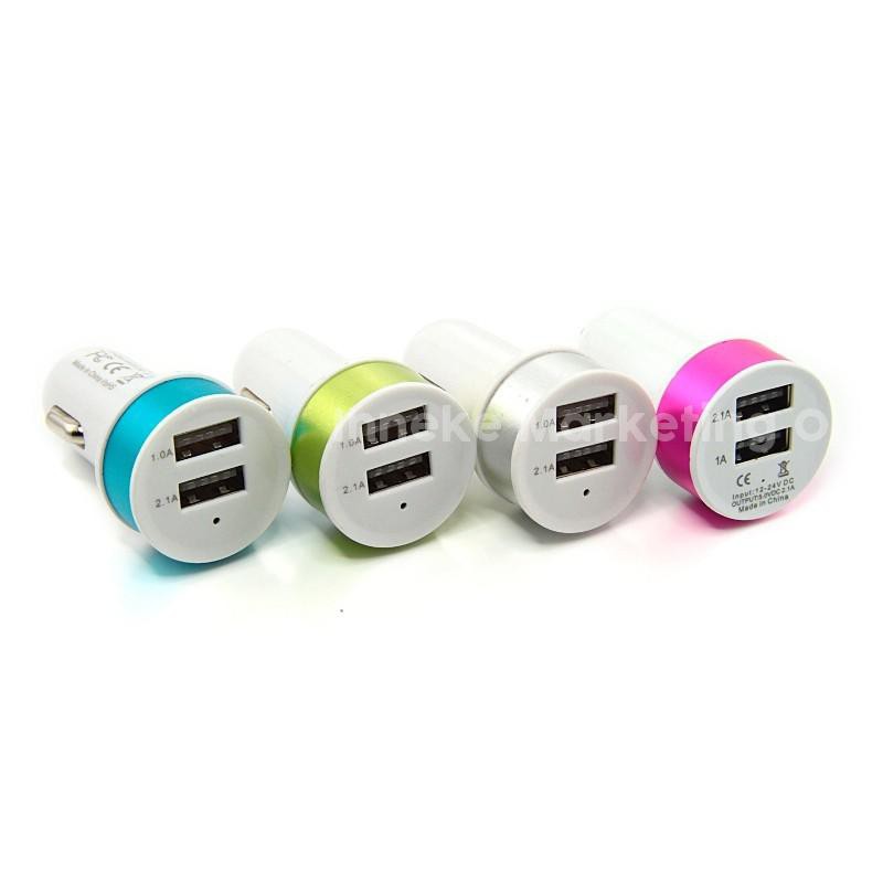 Round Car Charger 2 USB 2.1A full Colors