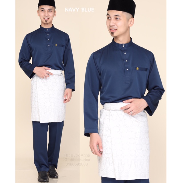 Paling Keren Baju Melayu Biru Gelap Lamaz Morradean