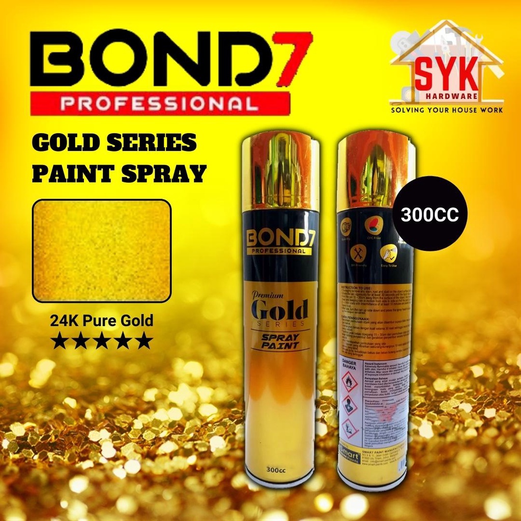 SYK BOND7 24K Pure Gold Premium Gold Series Spray Paint (300ml) Gold