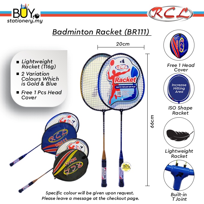 RCL Aluminium Shaft Badminton Racket Free Cover – (1s/Pcs) Reket Super Durable Lightweight Training Sport 羽毛球拍 