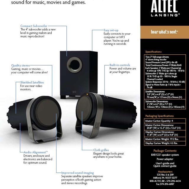 altec lansing bass speakers