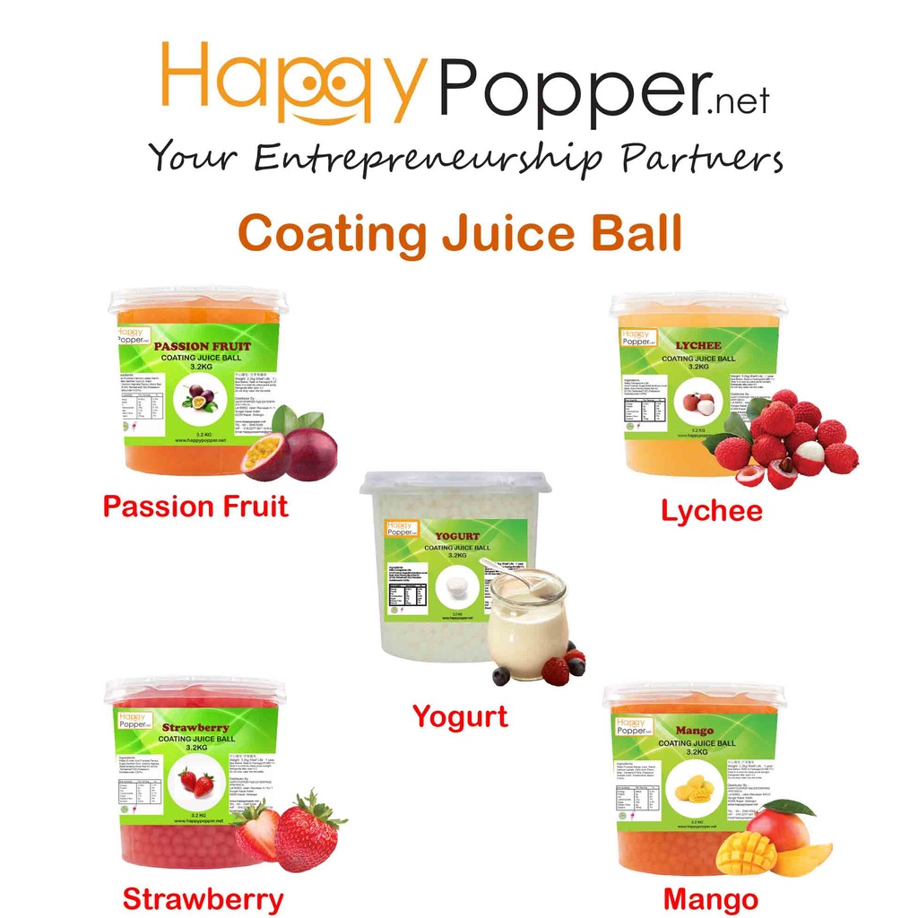 Happypopper Coating Juice Balls Popping boba Jelly Balls Passion Fruit 3.2 Kg Lychee Yogurt Strawberry Mango 3.2kg 爆爆泡泡珠