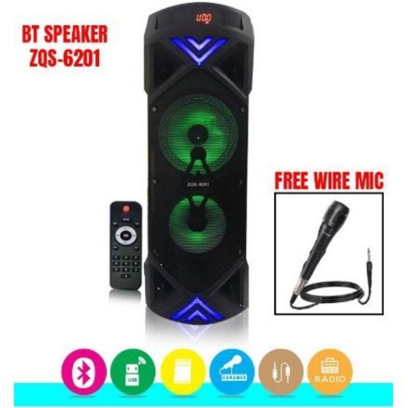 Super Bass Wireless Speaker Zqs 61 Bt Speaker Zqs 62 Bluetooth Speaker With Mic Ktv Shopee Malaysia