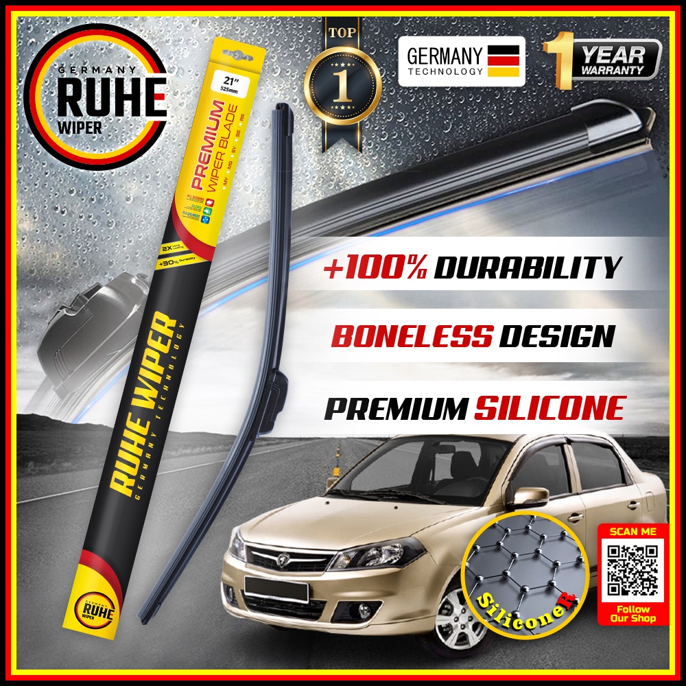 Proton Saga BLM FL FLX 2008 2019 Soft Silicone Car Wiper Premium