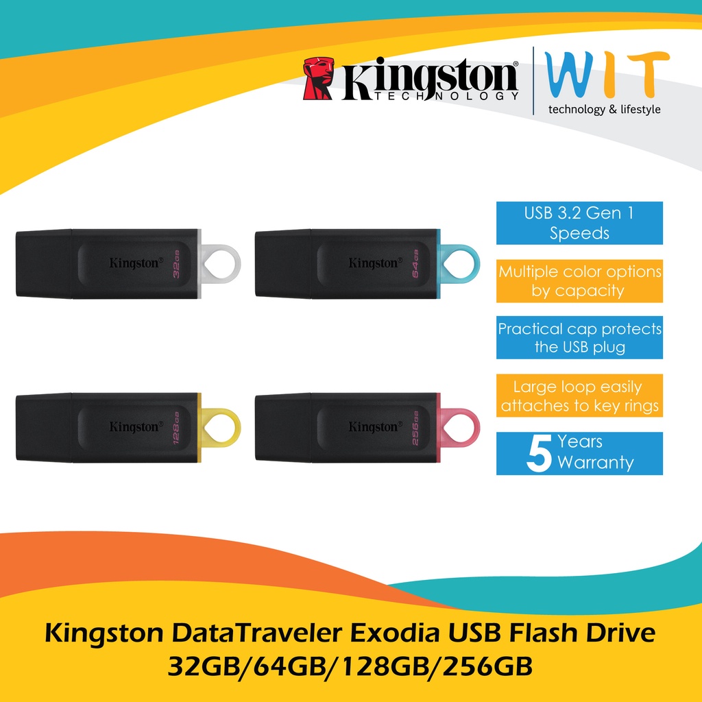 Kingston DataTraveler Exodia USB Flash Drive - 32GB/64GB/128GB/256GB