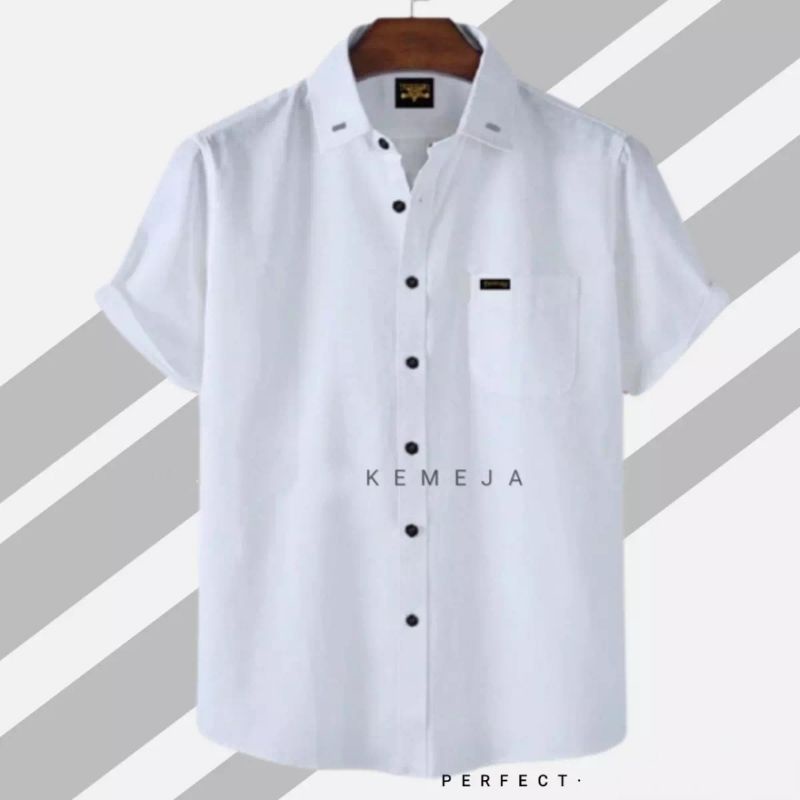 KEMEJA Men's Plain Short Sleeve Shirts Premium Distro Sizes M to XXXL