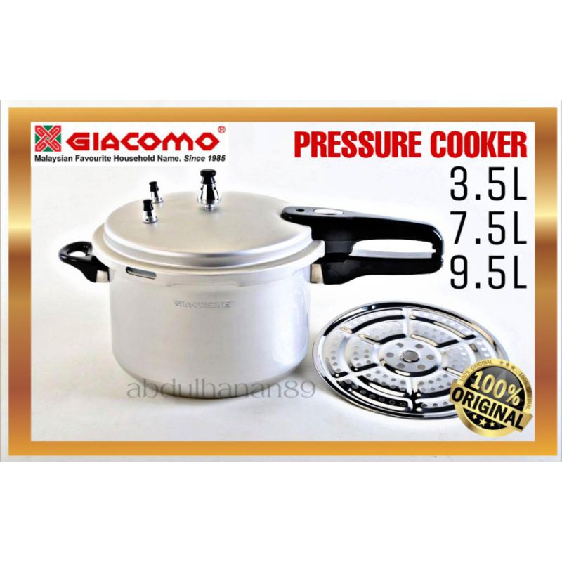 3.5L/7.5L/9.5L GIACOMO Soft Anodized Pressure Cooker Gas with Induction Base