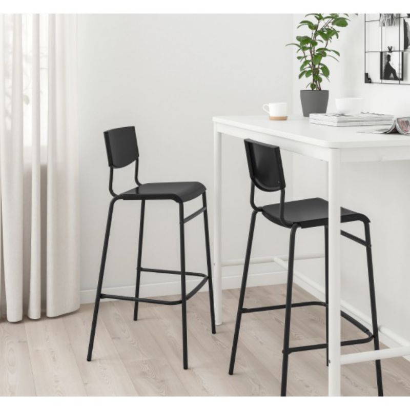 [PREORDER] IKEA STIG Bar Chair Silver/Black or Black/Black Color 63cm