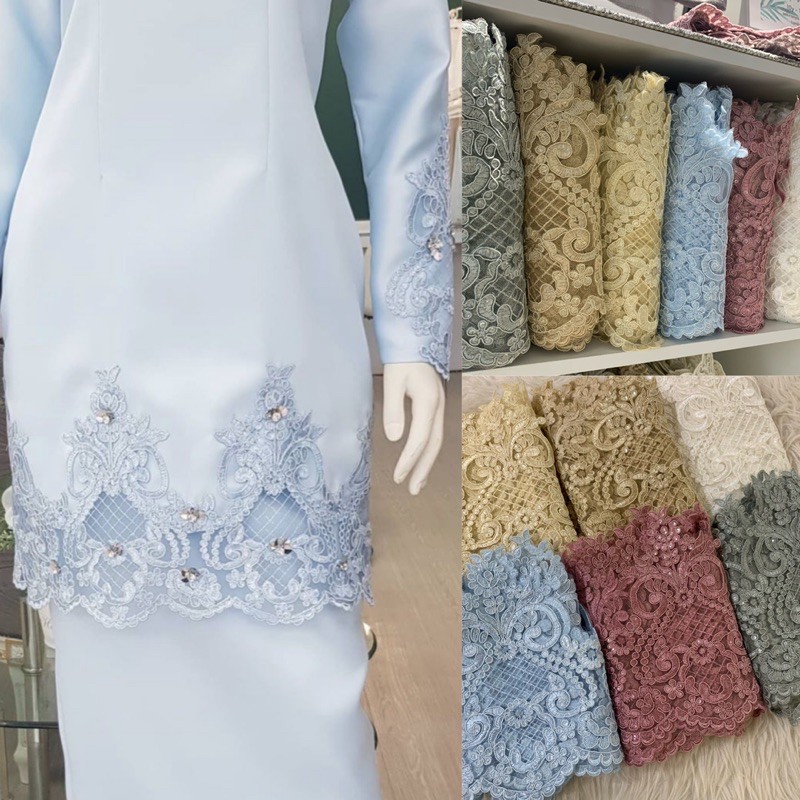 Siap Manik Sequin Border Lace Pengantin Sesuai Untuk Veil Kurung Pahang Kurung Moden Renda Baju Lacemewah Lacemurah Shopee Malaysia