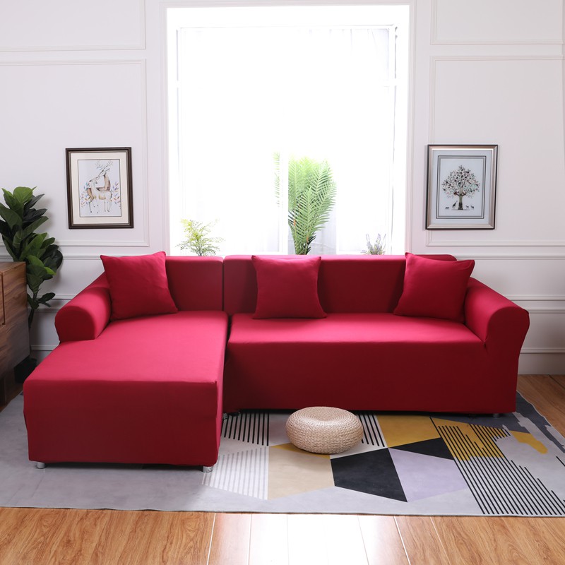 Red L Shaped Sofa Cover For Living Home Stretch Furniture Covers