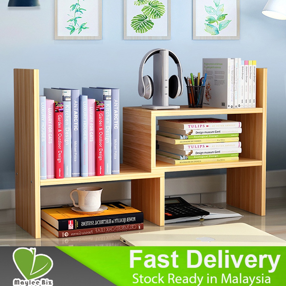 Desk Small Office Table Bookshelf Shelf Telescopic Computer Desk Small Bookcase Office Storage Rack Simple Rak Buku