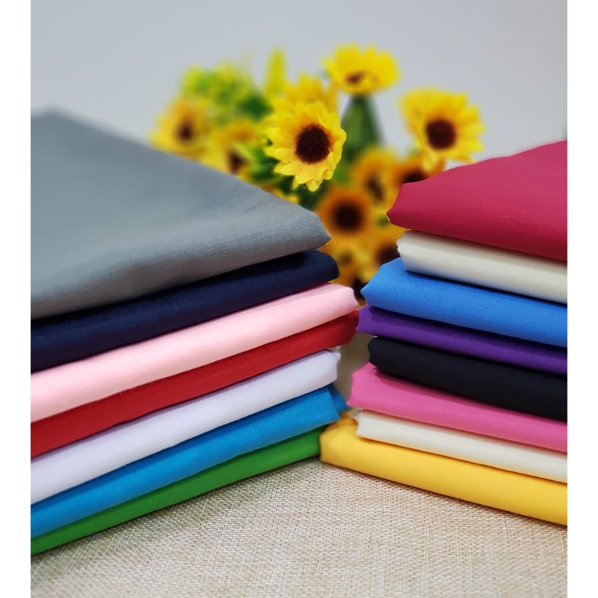 Plain Cotton Fabric (TC)/ Dye Poplin Blended Bidang 45" 50cm x