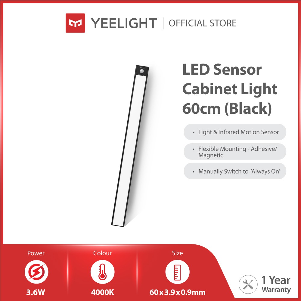 Yeelight Multi Purpose Lamp LED Sensor Cabinet Light Motion Sensor Wardrobe Bedroom Kitchen Car | Magnetic Paste