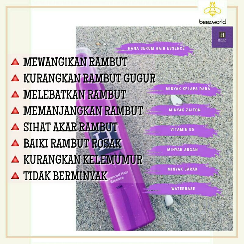 HANA Hair Serum Vitamin Rambut Lebat, Baiki & Wangi Rambut Lebat Gugur ...