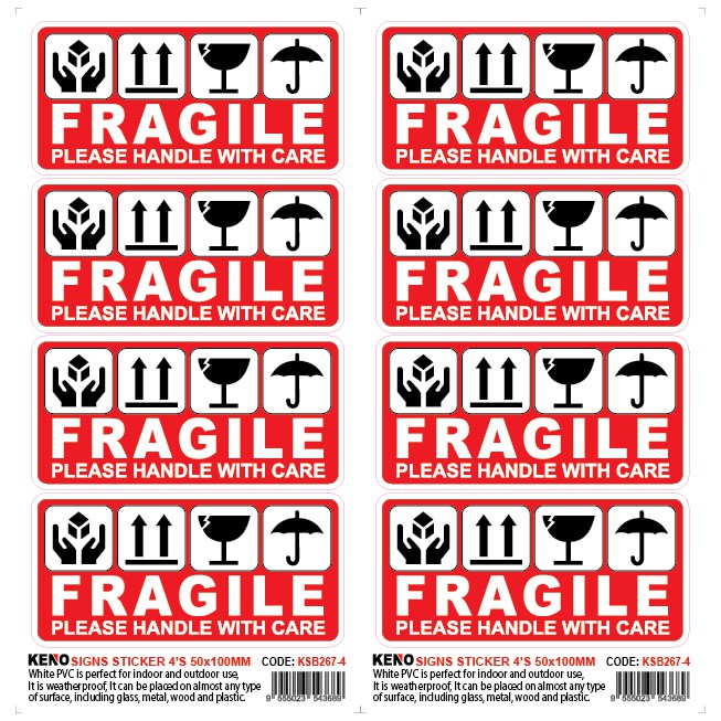 Fragile Please Handle With Care Sign Sticker 2 S 50x100mm Shopee Malaysia