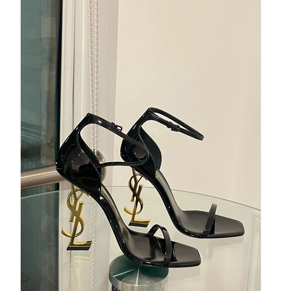 9 CM HEEL WOMEN OPYUM SANDALS IN PATENT LEATHER WITH GOLD-TONE HEEL