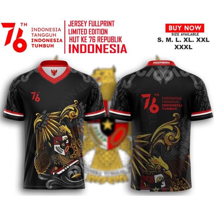 Indonesiaku JERSEY T-Shirt Clothes DIRGAHAYU Forest RI 76 GARUDA BLACK ...