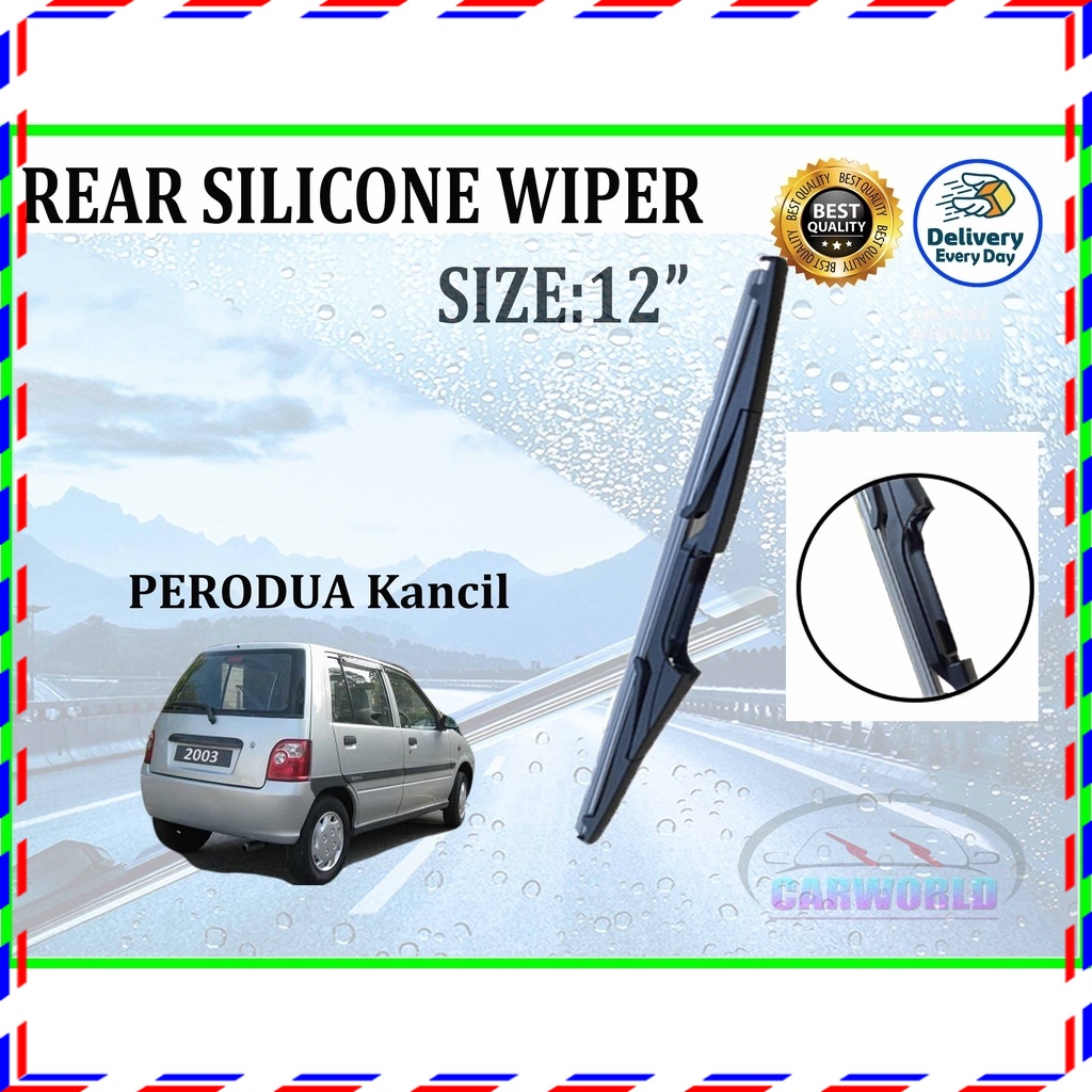 Perodua Kancil 12" Rear Window SILICONE Wiper Blades Wiper Belakang