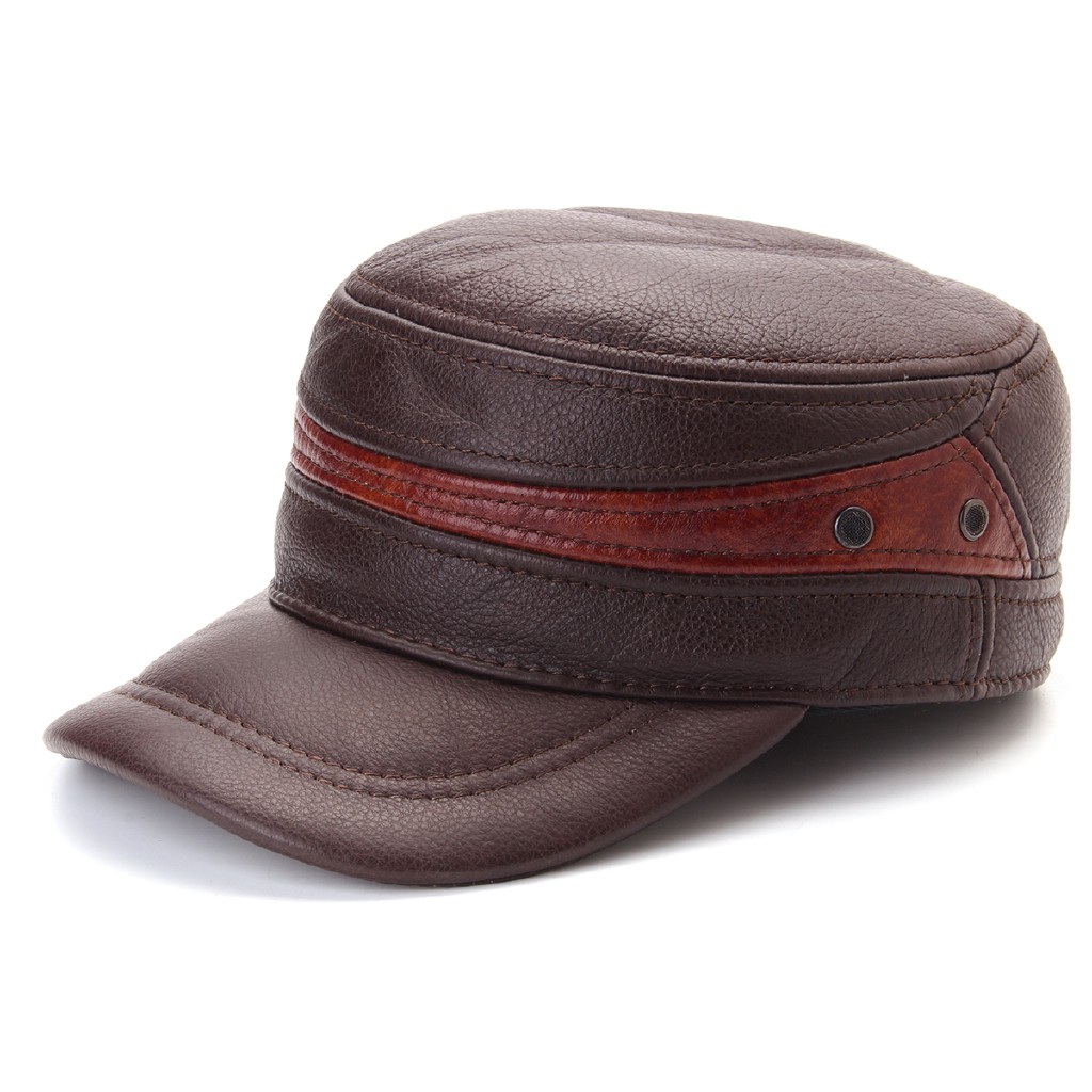 leather military cap