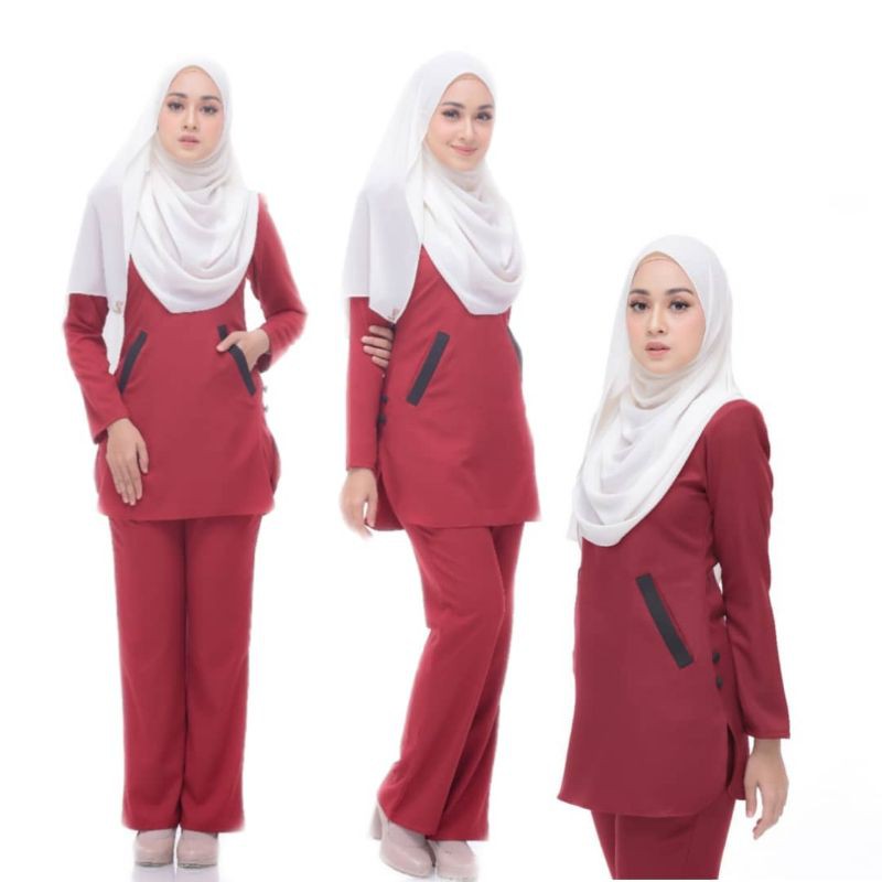 BAJU MUSLIMAH BLOUSE SUIT POKET LINE HITAM MURAH BERPOKET ...