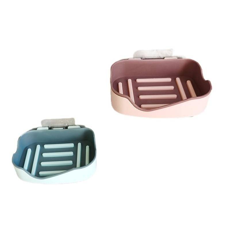 Wall Hanging Soap Dish Wall-mounted Double-drain Soap Holder Sponge Soap Storage