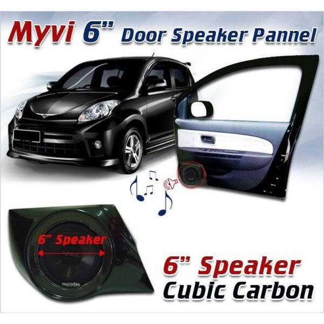 Myvi Speaker Door Panel 6inch Carbon Premium Quality Front Speaker Easy Install