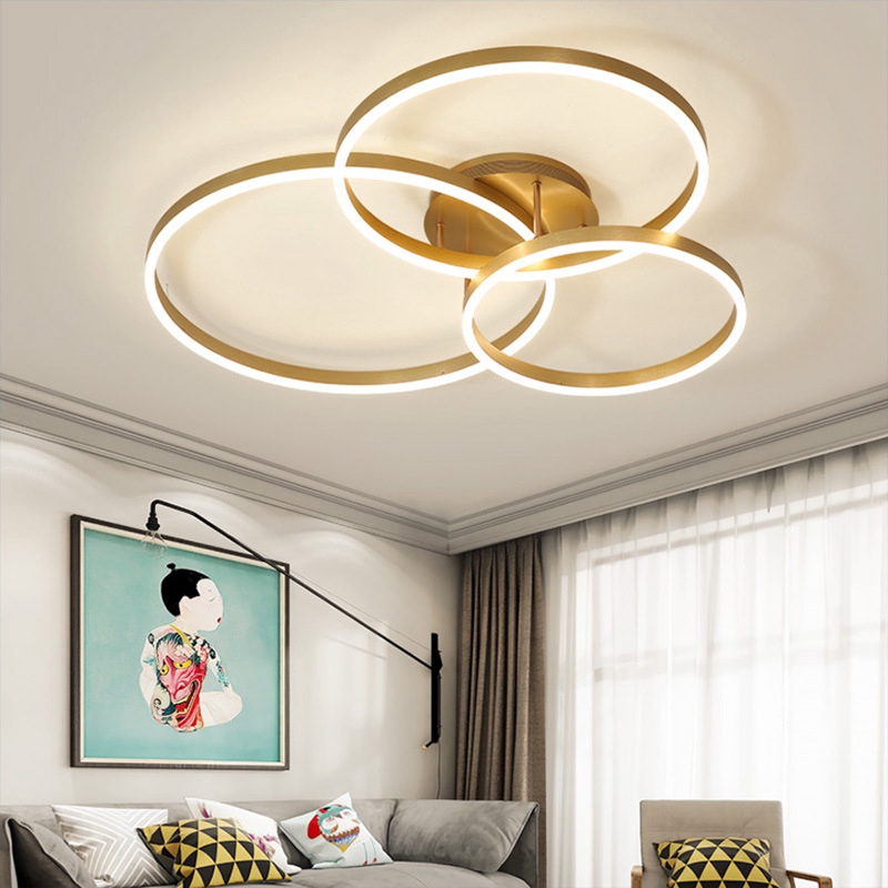 Modern LED Ceiling Light,44W LED Chandelier Flush Mount Ceiling Light,Daylight 2 Rings Acrylic