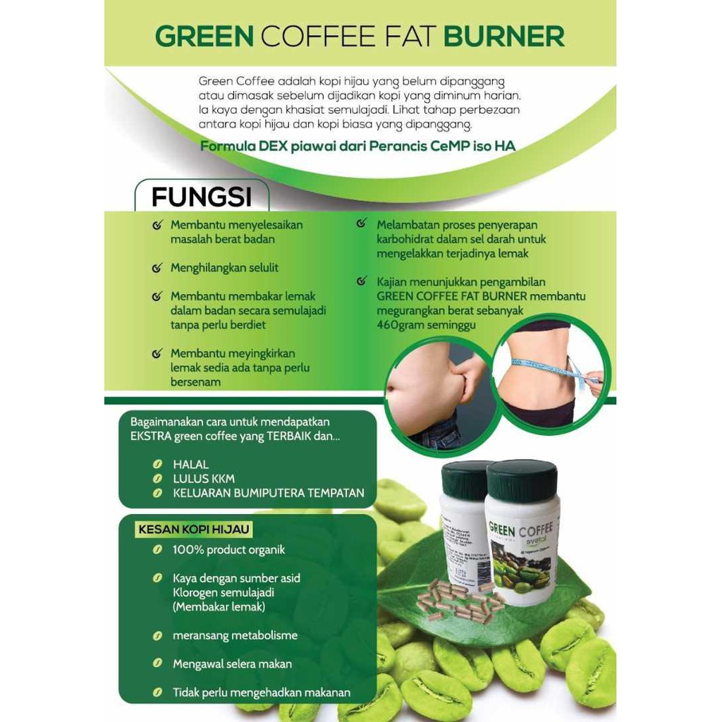 Essens Green Coffee Kopi Hijau Lulus Kkm Halal Kurus Dengan Cepat Pembakar Lemak Shopee Malaysia