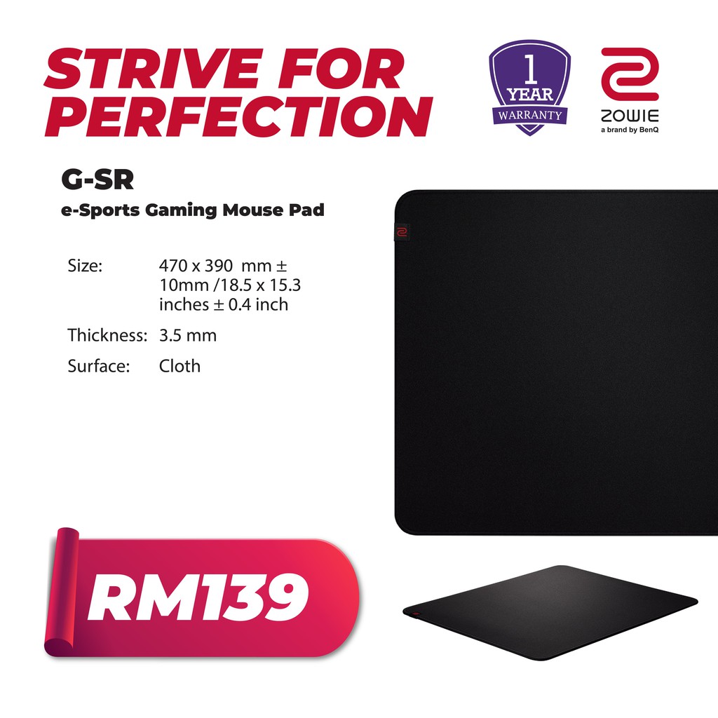 Benq Zowie G Sr Black Esports Gaming Mousepad Large Shopee Malaysia