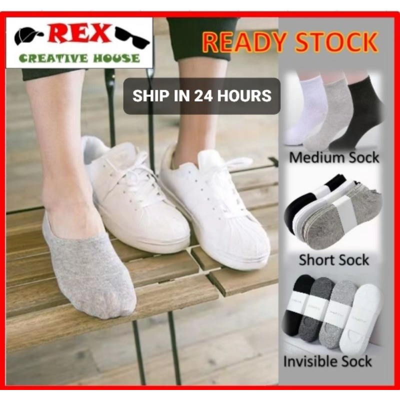 【READY STOCK AT MALAYSIA】 Unisex Breathable Ankle Socks & Calf Socks Plain Color Stokin Invisible Short & Medium