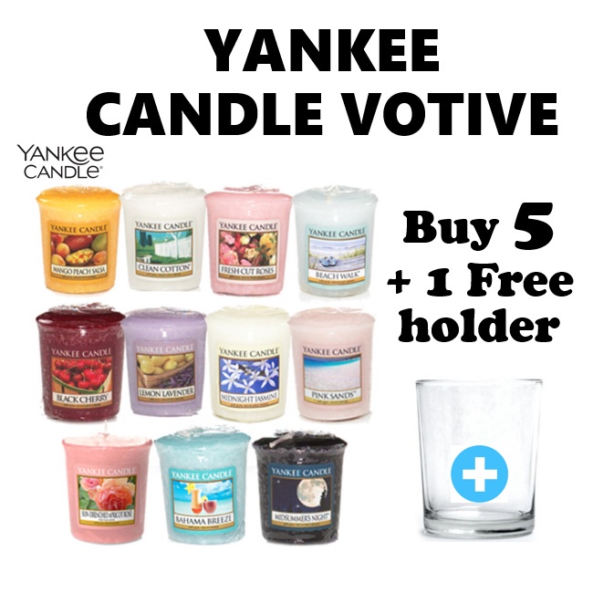 [YANKEE CANDLE] Yankee Candle / Votive Samplers Mini Candle (Black Cherry, Midsummer's Night, Clean Cotton, Pink Sands, Lemon Lavender, Lavender Vanilla, Mango Peach Salsa, Midnight Jasmine, Bahama Breeze, Beach Walk, Fresh Cut Roses, Sun-d Apricot Rose)