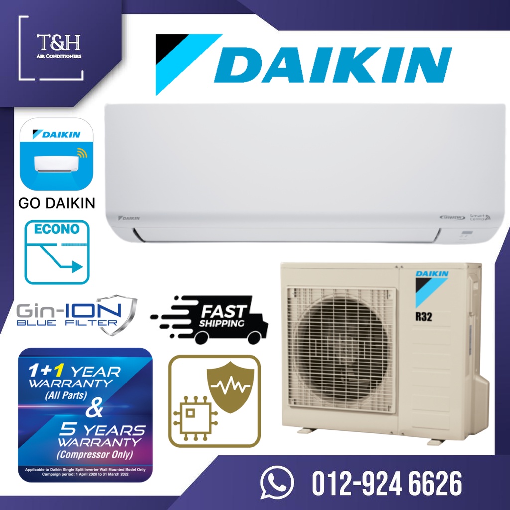 Daikin 1HP/1.5HP/2HP/2.5HP R32 Standard Inverter Air Conditioner FTKF ...