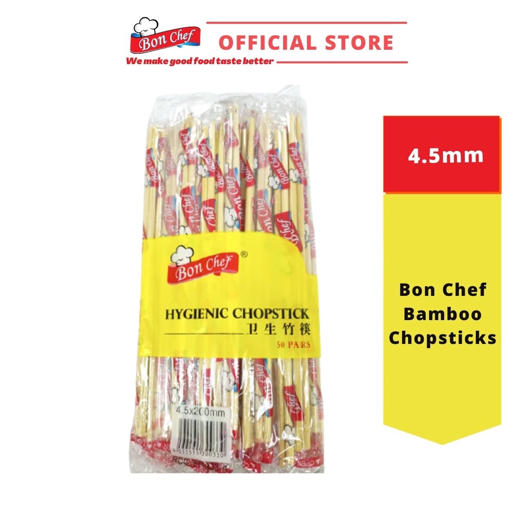 50 pairs (1 PACK) of 4.5mm Bon Chef Bamboo Chopsticks