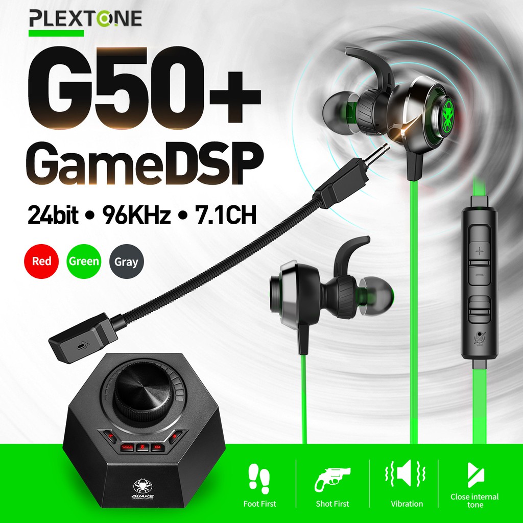 Plextone G50 Quake Virtual 7 1ch Gaming Earphone Vibration Earbud Long Mic Noise Reduction Sound Amplifier Pubg Ps4 Xbox Shopee Malaysia