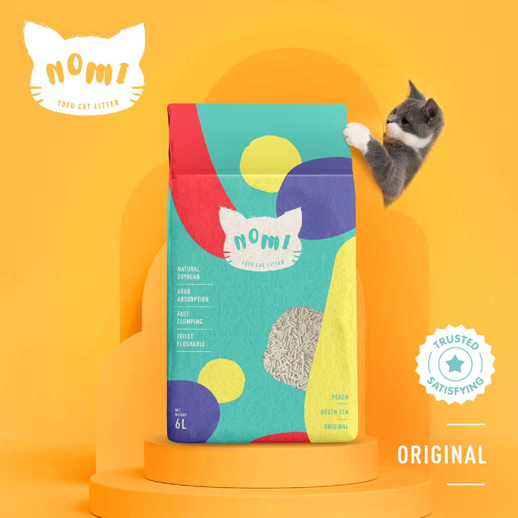 NOMI Premium Super Clumping Natural Tofu Cat Litter Pasir Kucing 6L