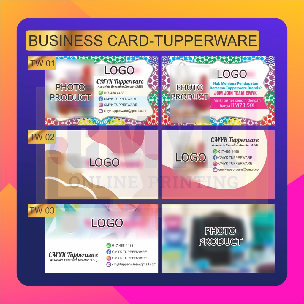 TEMPLATE] TUPPERWARE VERSION Business Card / Name Card WITH PRINTING |  Shopee Malaysia