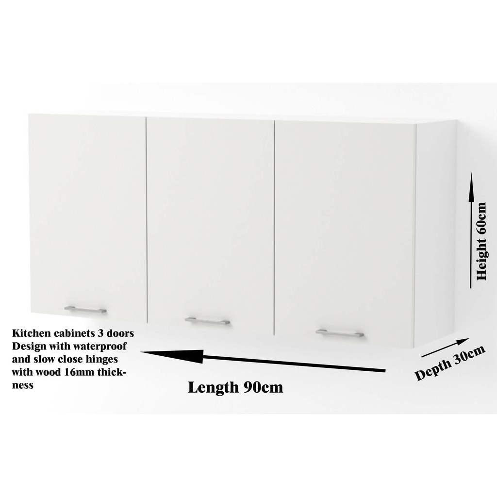 Kitchen Cabinets White 3 Door Width 90cm X Height 60cm Shopee Malaysia