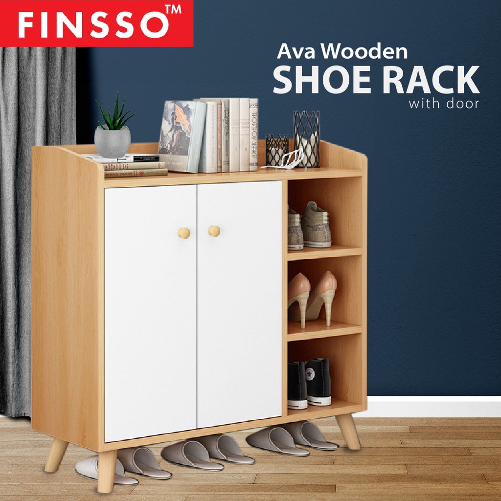 FINSSO : AVA Wooden Shoe Rack with door / Rak Kasut