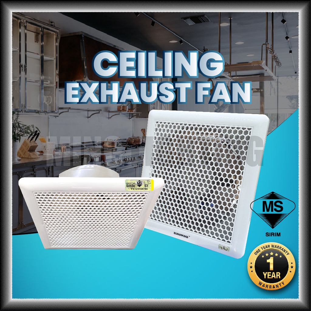 (Sirim) Ceiling Exhaust Fan 8" 10" 12" Ekzos Air Ejector Ventilation