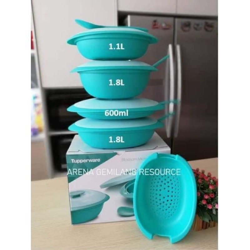 [READY STOCK] ORIGINAL TUPPERWARE Blue OR Emerald Serving Set / Set Blossom Emerald