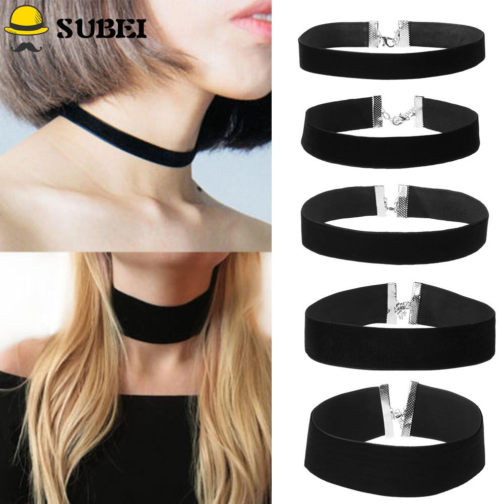 SUBEI Women Fashion Velvet Choker Adjustable Black Ribbon Necklace Elegant Classic Vintage Retro Statement Jewelry Gothic