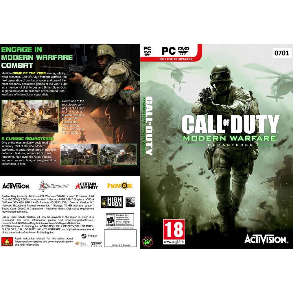 Modern Warfare Remastered Dlc Pc] Call Of Duty Modern Warfare Remastered (Incl. All Dlc) [Dvd Game]  [Offline] | Shopee Malaysia