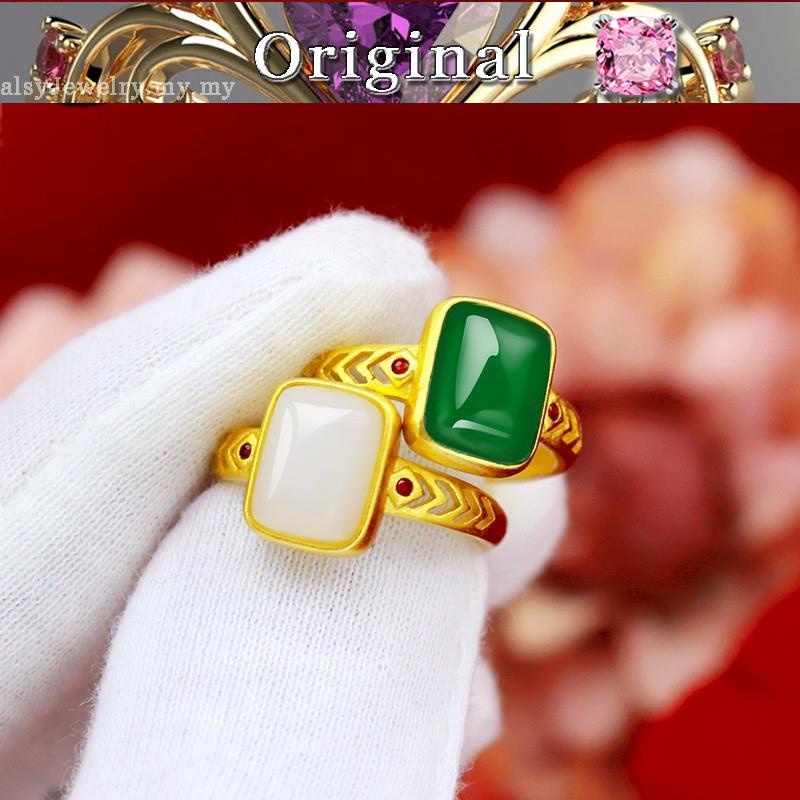 Counter wholesale 916 gold version of chalcedony ancient ring Vietnam Sha 916 gold female models 916 gold inla like