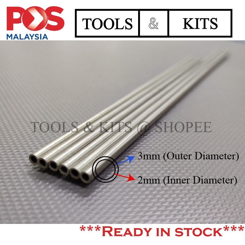 3mm Stainless Steel Hollow Metal Rod Linear Metal Shaft Inner Diameter 2mm DIY Toys Accessories