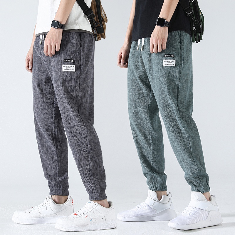 READY STOCK Jogger Pants Men Korean Casual Pants Men Summer Sport Pants Loose Long Pants Wide Leg Pants Plus Size Slack Pants Men Jogging Pants Men Vintage Linen Pants Baggy Pants Sweatpants Men